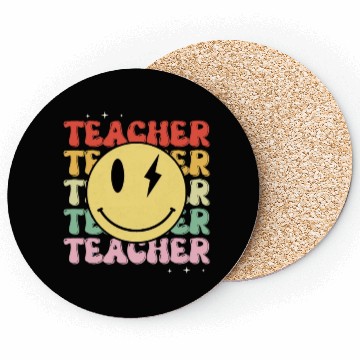 Discover Funny Hippie Face Teacher Coasters