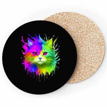 Discover Rainbow Cat Cat Kitten Lovers Apparel tie-dye Coasters