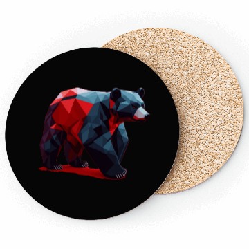Discover Wild Brown Bear Geometric Red Coasters