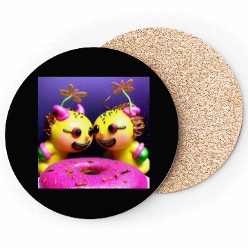 Discover Alien Cats With Pink Donut Coasters