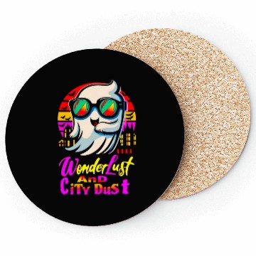 Discover Halloween Ghost with Wanderlust avoiding City Dust Coasters