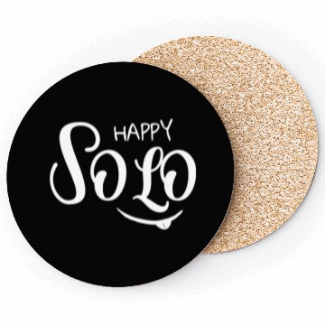 Discover Happy Solo White Typography Coasters