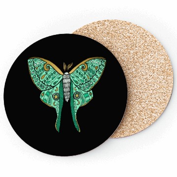 Discover Luna Moth Green And Gold Coasters