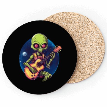 Discover Green alien guitarist Coasters