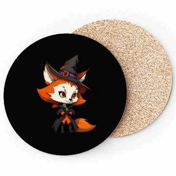 Discover Cute Halloween fox with a witch hat. Coasters