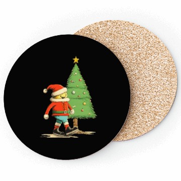 Discover Santa near Christmas tree Coasters