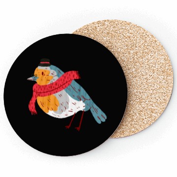 Discover Robin With a Scarf Coasters