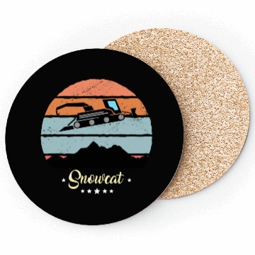 Discover Snowcat Vintage Snow Vehicles Retro Sunset Coasters