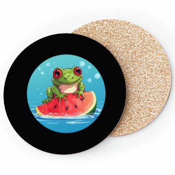 Discover Frog on watermelon in the sea Coasters