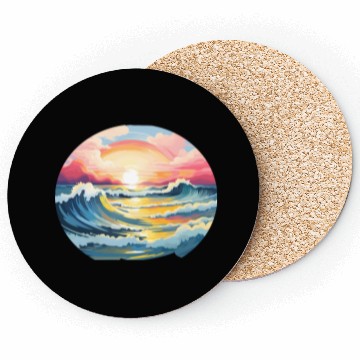 Discover Beautiful Pink Sea And Cloud Landscape Coasters