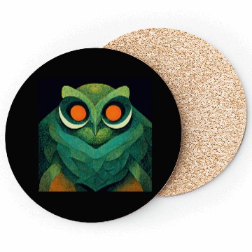 Discover Mod Owl: Feathery Orange-Eyed Owl Coasters