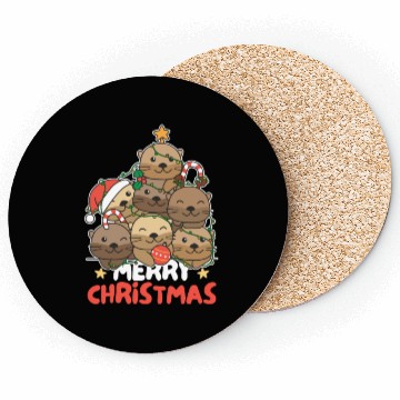 Discover Otter Christmas Tree Merry Christmas Coasters