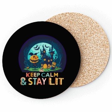 Discover Keep Calm & Stay Lit Funny Cute Halloween Pumpkin Coasters