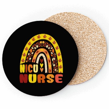 Discover Rainbow Autumn NICU Nurse Maple Leaf Fall Vibes Coasters