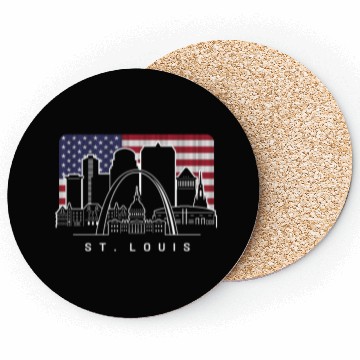 Discover St. Louis Missouri American Flag Coasters