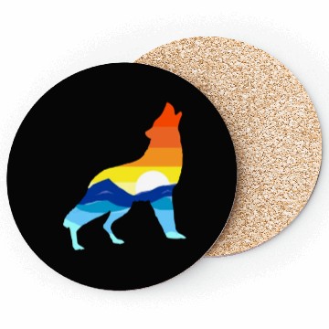 Discover Camping Hiking Retro Mountains Outdoors Camp Wolf Coasters