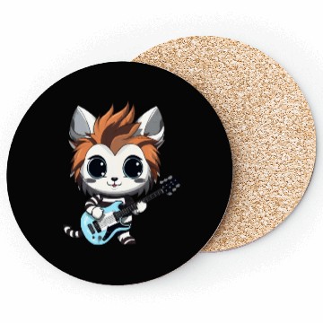 Discover Chibi Zebra Playing Electric Guitar Coasters