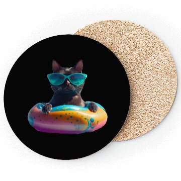 Discover Black Cat Wearing Sunglasses in Float Coasters