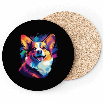 Discover Watercolor Colorful Corgi Coasters
