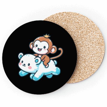Discover Polar Bear Cute Monkey Companion Coasters