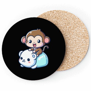 Discover Polar Bear Cute Monkey Companion Coasters