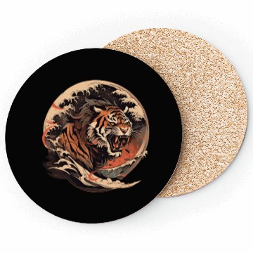 Discover Tokyo Asia 80s Japanese Retro Tiger Coasters