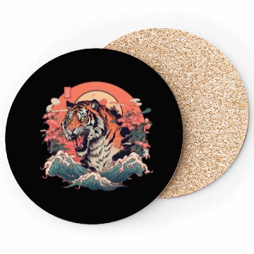 Discover Tokyo Asia 80s Japanese Retro Tiger Coasters