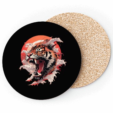 Discover Tokyo Asia 80s Japanese Retro Tiger Coasters