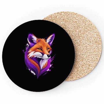 Discover fox purple yellow Coasters