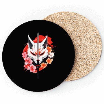 Discover Kitsune Fox Maske Kumiho Samurai Japan Anime Coasters