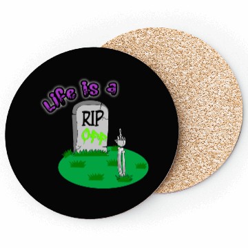 Discover Rip Off Creepy Spooky Dark Joke Cartoon Mood Coasters