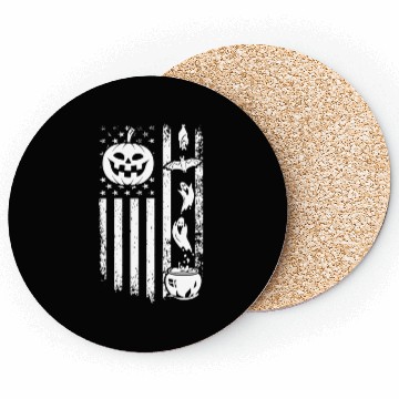 Discover Halloween US Flag Pumpkin Ghost Halloween Coasters