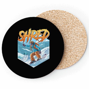 Discover Snowboarding SHRED Snowboarder Freestyle Coasters