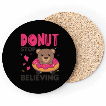 Discover Sweet Bear Funny Animals In Donut Pink Coasters