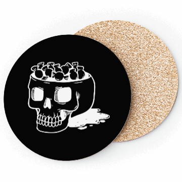 Discover human skull cut out head with candy Halloween Coasters