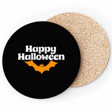 Discover Bat Graphic Happy Halloween Coasters