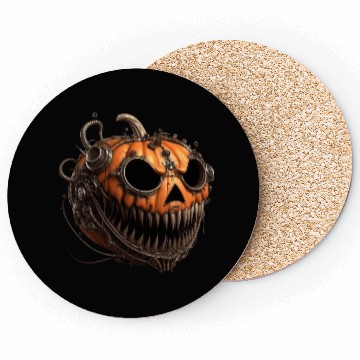 Discover creepy steampunk pumpkin with sharp teeth Coasters