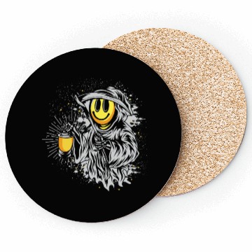 Discover Smiley reaper | scary lantern halloween fun Coasters