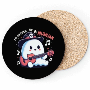 Discover cute ghost playing guitar, Id rather be musician Coasters