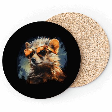 Discover Cute Hedgehog with Sunglasses Gift Coasters