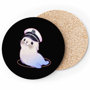 Discover Seal Sailor Cap Boat Captain Cap Boating Seal Coasters