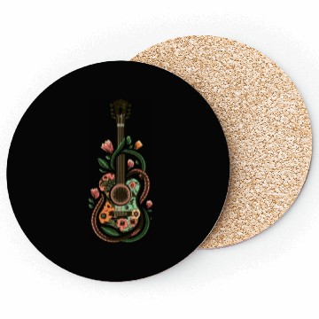Discover Melodic Blossoms: Floral Wrapped Guitar Coasters