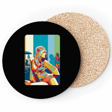 Discover Hippie girl pose on holidays Coasters