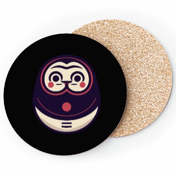 Discover Kawaii Cat Face Daruma Doll Coasters