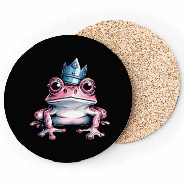 Discover Cute pink frog with crown Coasters