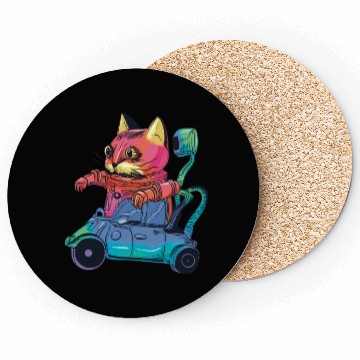 Discover Robot Cat Driver Cat Lover Coasters