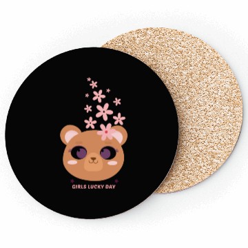 Discover Teddy bear face with flower Coasters