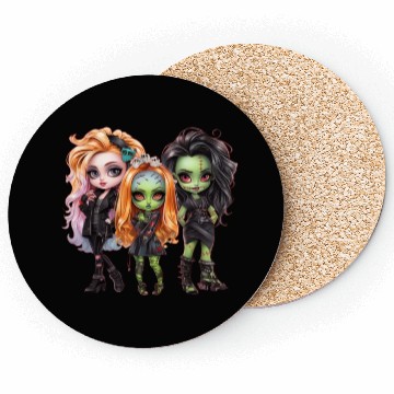 Discover Gothic Trio: Green-Skinned Beauties Coasters