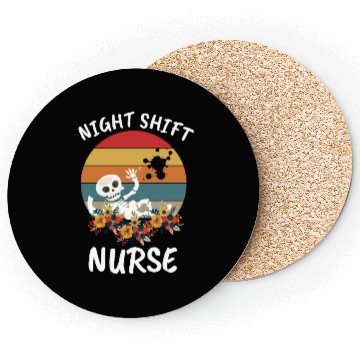 Discover Funny Night Shift Nurse Skeleton Halloween Rn Coasters