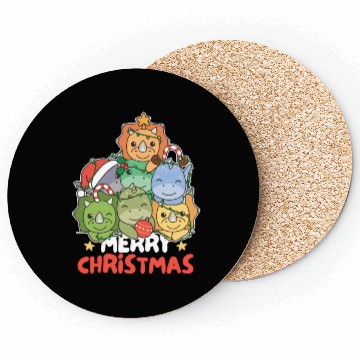 Discover Dinosaur Christmas Tree Merry Christmas Coasters